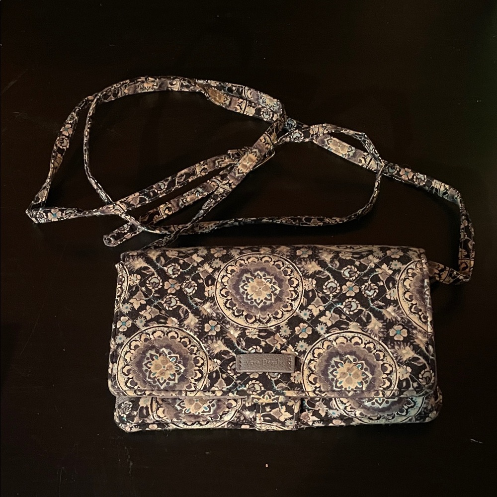 Vera Bradley Black,Blue and Cream Floral Crossbody Bag